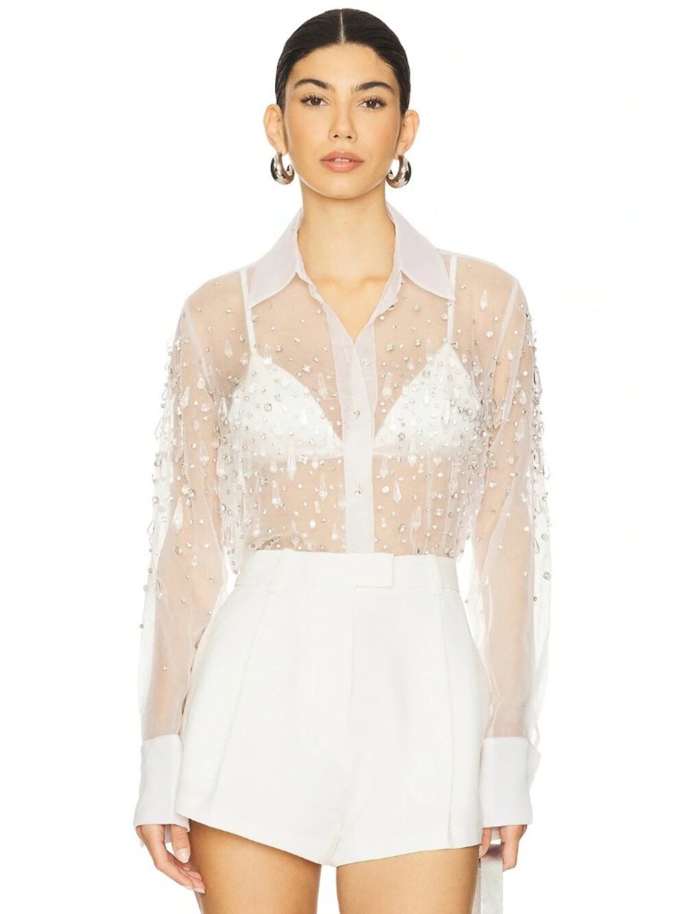 retrofete Aubriella Embellished Shirt in White